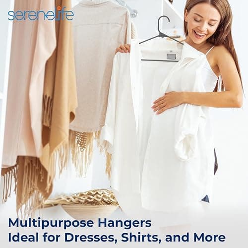 SereneLife 30 Pack Plastic Hangers, Non-Slip, Space-Saving Closet Organizers, Durable and Strong for Shirts, Sweaters, Hoodies, Kids Clothes & Dresses, Ultra-Thin, Lightweight thumbnail 7
