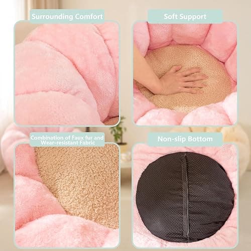 IEVENW Pumpkin Bean Bag Sofa Chair, Bean Bag Chair with Filler for Teens, Kids, Toddler, Comfy and Lazy Sofa for Dorm, Apartment, Living Room and Bedroom, Pink thumbnail 6