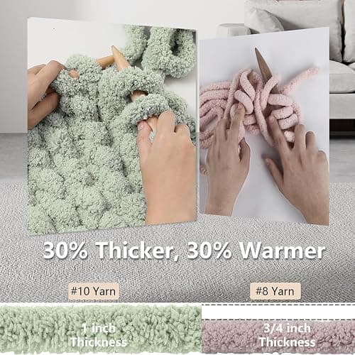 Cozyful Chunky Yarn for Hand Knitting - #10 Chunky Chenille Yarn, Jumbo Big Thick Chunky Yarns for Crocheting, Super Bulky Chunky Knit Blanket Yarns, 8 Skein (22yd, 8oz/Skein), Sage & Forest thumbnail 4