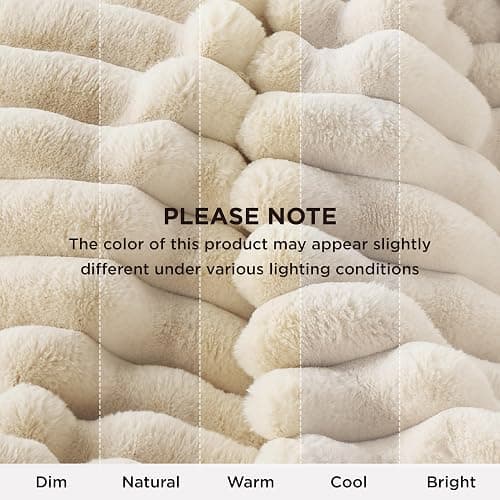 Bedsure Faux Fur Throw Blanket - GentleSoft & Fluffy, Fuzzy Luxury Christmas Blanket for Couch, Sofa and Bed, 750GSM Thick and Warm for Winter, Striped Decorative Gift for Women, Beige, 50x70 Inches thumbnail 10