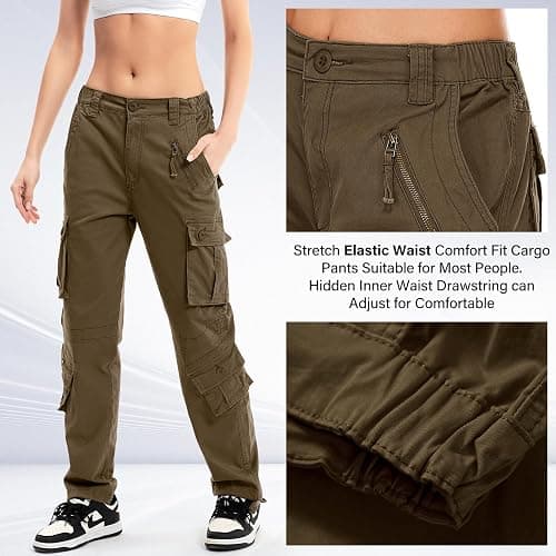 Jawtut Womens Cargo Pants Army Combat Work Pants with 8 Pockets Casual Cotton Ripstop Construction Pants thumbnail 5