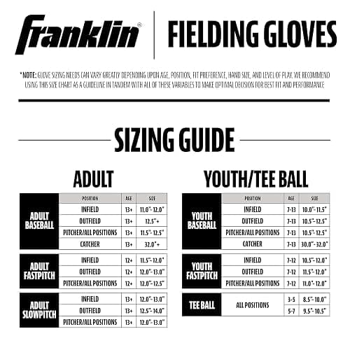 Franklin Sports Baseball and Softball Glove - Fieldmaster Adult + Youth Baseball Gloves - Men's + Women's Infield + Outfield Mitt thumbnail 6