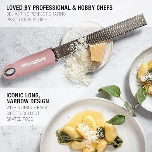 Microplane Zester Grater in Dusty Rose for Citrus Fruits, Hard Cheese, Ginger, Chocolate and Nutmeg with Fine Stainless Steel Blade - Made in USA thumbnail 8