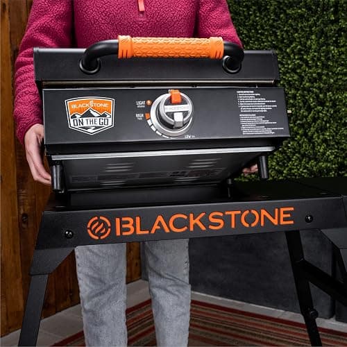 BLACKSTONE 5013 Collapsible 17” and 22” Tabletop Griddle Stand with Adjustable Legs and a Removable Side Shelf, Powder Coated Steel, Black thumbnail 5