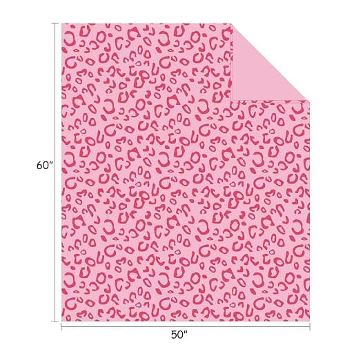FY FIBER HOUSE Leopard Print Hot Pink Throw Blanket Fluffy Flannel Fleece Soft Throw Home Decor for Couch, 50"X60" thumbnail 3