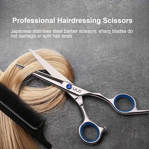 Hair Cutting Scissors, ULG Professional Hair Scissors 6.5 inch Right-Hand Razor Edge Barber Shears Salon Hair Cutting Shears Made of Japanese Stainless Steel, Hand Sharpened Blue thumbnail 6