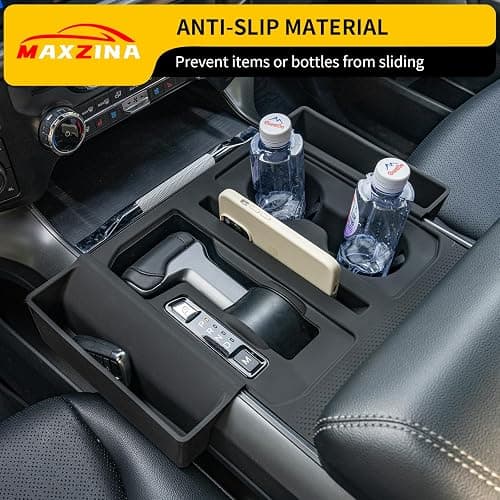 Maxzina Gear Shift Panel Tray Compatible with 2021-2026 Ford F150 Center Console Storage Gear Shifter Organizer with Cup Holder Insert for 2025 F-150 Accessories (40/Console/40 with Shift Knob ONLY) thumbnail 6