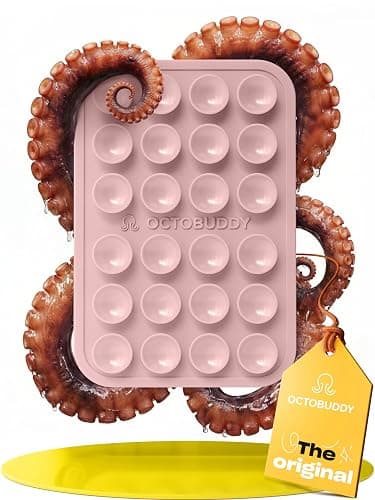 OCTOBUDDY Classic - Silicone Suction Phone Case Adhesive Mount - Hands-Free, Strong Grip Holder for Selfies and Videos - iPhone and Android Compatible - 2.25″ x 3.25″, Chalk Pink - Image 1