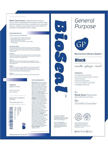 Black BioSeal 100% Silicone Sealant Caulk General Purpose, Waterproof and No Odor 10.1 Ounce Cartridge -Black (1) thumbnail 3