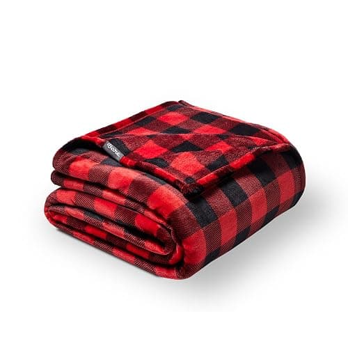 Bare Home Fleece Blanket - Full/Queen - Ultra-Soft Lightweight for Bed, Sofa, and Couch - Luxury Microplush - Cozy Warm Blanket (Full/Queen, Buffalo Plaid - Red/Black) - Image 1