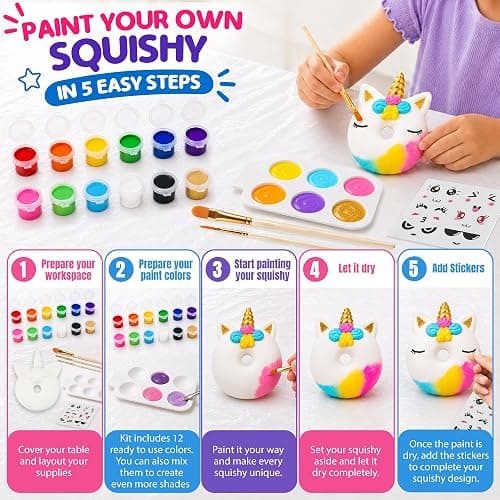 Jim&Gloria Paint Your Own Squishies, Jumbo Squishy Gifts for Girls and Boys 8 9 10 11 12 13 14, Arts and Crafts for Kids, Party Favors for Birthday, Christmas Gift for Kids, Pack of 3 thumbnail 3