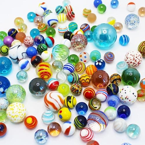 130 PCS Glass Marbles Bulk, Colorful Assorted Marbles for Kids, Marble Run Games and Accessories for Boys and Girls, Beautiful Marble Collections for Home Decoration thumbnail 6