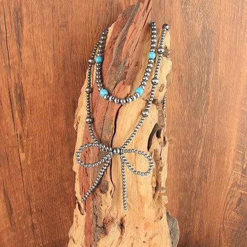 Navajo Pearl Bow Necklace Western Jewelry for Women Cowgirl Turquoise Necklaces Jewelry thumbnail 6