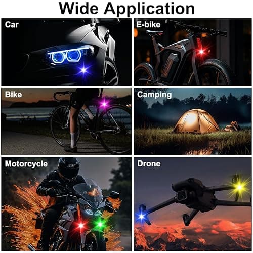 4PCS Wireless LED Strobe Lights with Remote Control, 8 Colors USB Charging Waterproof Anti-Collision Led Emergency Warning Lights for Car Motorcycle Drone Aircraft Bike thumbnail 7