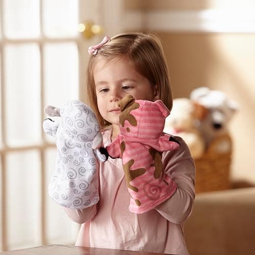 Melissa & Doug Farm Friends Hand Puppets (Set of 4) - Cow, Horse, Sheep, and Pig thumbnail 7