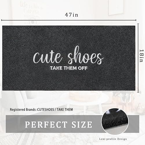 Front Door Mat Welcome Mats Cute Shoes Take Them Off Entry Non Slip Doormats for Entryway Ideal Inside Outside Home High Traffic Area Black 47 Inch x 17 Inch thumbnail 3