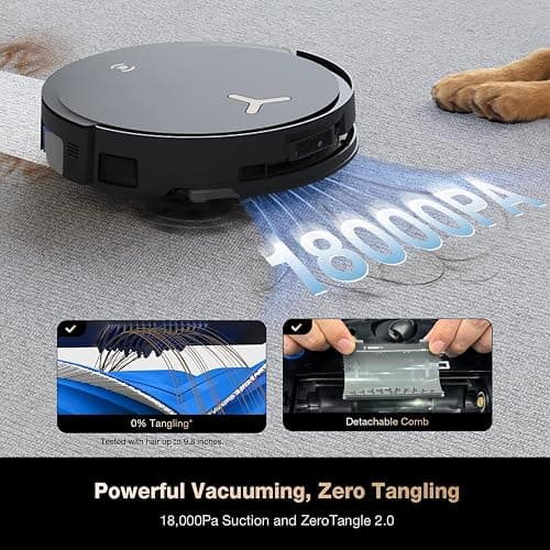 ECOVACS DEEBOT X8 PRO OMNI Robot Vacuum and Mop, 18000Pa, OZMO ROLLER Instant Self-Washing Mopping, 167℉ Hot Water Mop Washing, Auto Cleaning Solution Adding, Hot Air-Drying, Self-Emptying, Black thumbnail 4
