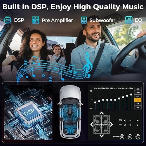 Kissound 7" Double Din Car Stereo with Wireless Apple CarPlay & Android Auto, Bluetooth, 240W Output, SWC, Dual Subwoofer Support, Mirror Link, FM/AM Radio Receiver, USB-C/AUX/TF Ports,Backup Camera thumbnail 6