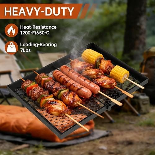 ABSCONDO Height-Adjustable Campfire Grill grate, Swivel Fire Pit Grilling Grate, Heavy Duty Portable Over Fire Cooking Grate with Handbag for Outdoor Camping Hiking Backpacking and Family Gatherings thumbnail 8