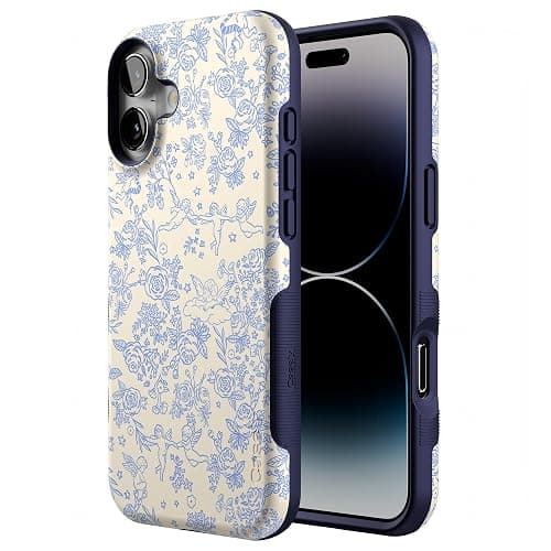 Casely iPhone 16 Case | Cupid's Canvas | Periwinkle Floral | Bold Protective Design | Compatible with MagSafe thumbnail 2