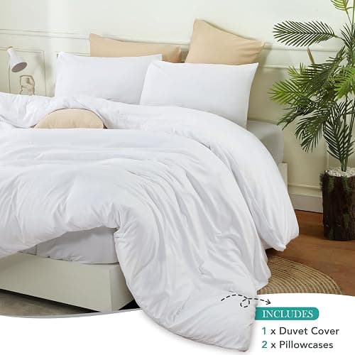 Utopia Bedding Duvet Cover Set with Pillowcases - 3 Pieces Bedding Duvet Cover with Zipper Closure - 1 Duvet Cover with 2 Pillowcases - Soft Brushed Microfiber (Full, White) thumbnail 3