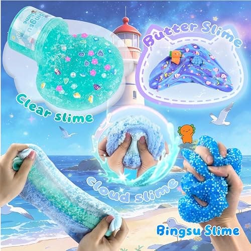 12-Pack Blue Slime Kit for Kids, Clear Butter Cloud Squishy Party Favor Set | Goodie bag stuffers, Easter basket fillers, birthday party favors and sensory slime toys for boys and girls ages 4-10 thumbnail 5