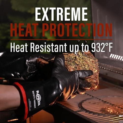 RAPICCA 932°F Heat Resistant BBQ Grill Gloves: Oil Resistant Waterproof for Smoking Grilling Cooking Barbecue Deep Frying Turkey Rotisserie Handling Hot Greasy Meat Grilling Stocking Stuffers for Men thumbnail 2