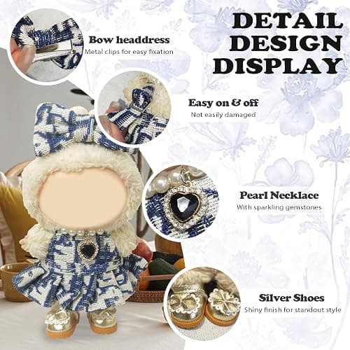 Clothes Compatible with LABUBU Doll – 4PCS Designer Chic Luxy Set, 17cm Doll Clothes Outfit for Urban Skyline Theme, Classic Stylish Accessories for Labubu, No Doll (Skyline Elegance) thumbnail 6