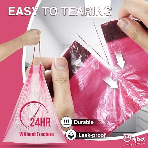 JOYEUX 2.6 Gallon Small Trash Bags Bathroom, Thickened Drawstring Mini Garbage Bags for Home, Office, Kitchen, 60 Count thumbnail 3