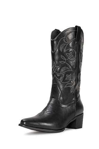 IUV Cowboy Boots For Women Pointy Toe Women's Western Boots Cowgirl Boots Mid Calf Boots - Image 1