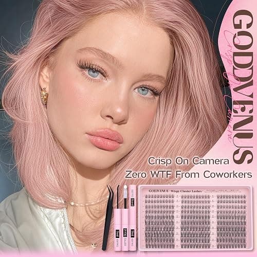 Goddvenus Lash Clusters Kit 9-14mm Wispy Eyelash Clusters Lashes Natural DIY Lash Extension Kit Short Cluster Eyelash Extensions Kit 300pcs C Curl Individual Lashes Cluster Eyelash (With Tweezers) thumbnail 3