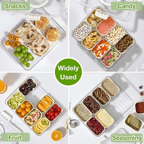 Mfacoy Snackle Box Container, 2 Pack Divided Serving Tray with Lid and Handle, Snack Box Charcuterie Container for Portable Snack Platters, Clear Organizer for Candy, Fruits, Travel, Party, Picnic thumbnail 7