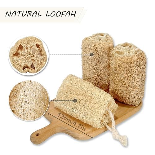 Balifeel Organic Natural Loofah Sponges 4.7'' Luffa Spa,Pack of 4 Exfoliating & Smooth Skin Bath Shower Loofas Loofa for Women and Men Body Scrubber thumbnail 2