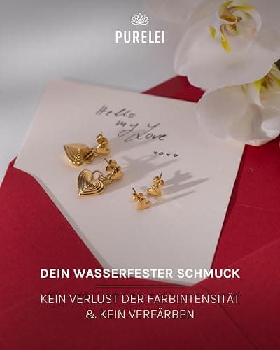 PURELEI® Secret Love Ohrringe – Elegante, verspielte Ohrstecker – Edelstahl – Schöne Damenohrringe in Herzform – Hawaiianisch inspiriert & wasserfest thumbnail 5