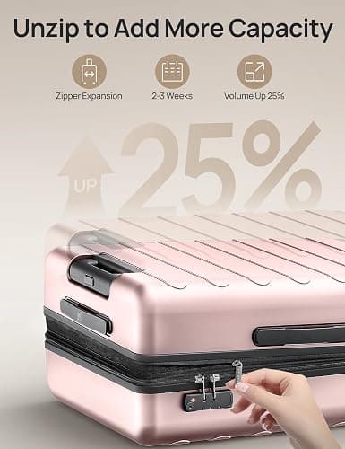 NINETYGO Carry On Luggage 22x14x9 Airline Approved, 20 Inch Luggage with Smooth Spinner Wheels, Expandable, Hard Shell PC Suitcase, Lightweight Travel Luggage, TSA Approved (Pink, Rhine Max) thumbnail 3