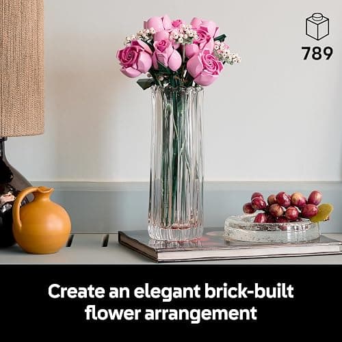 LEGO Botanicals Bouquet of Pink Roses - Artificial Flowers Building Set for Adults - incl. 12 Faux Roses & 4 Sprigs of Baby's Breath for Home Decor - DIY Gift Idea - Valentine's Day Treat - 10374 thumbnail 3