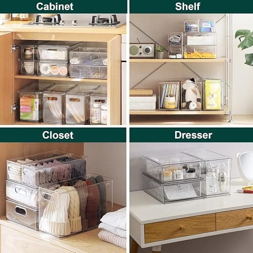 LALASTAR 2 Pack Fridge Organizer with Pull-out Drawer, Stackable Freezer Organizer Bin, Pantry Organization and Storage, BPA Free, 3.17QT thumbnail 6