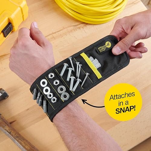 MagSnap Magnetic Wristband by Wrap-It Storage - Black - Great Father Gift Wrist Magnet Tool Belt and Screw Holder thumbnail 6