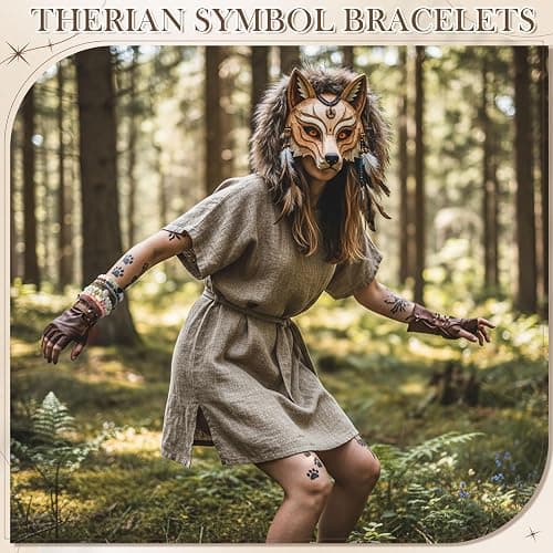 Nosiny 10pcs Therian Bracelets Fairy Grunge Stacking Leather Beaded Stretch Bracelet Therian Pride Symbol Accessory Gift thumbnail 4