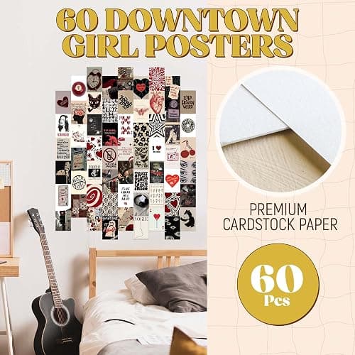 60 pcs Downtown Girl Room Décor, Coquette y2k 2000’s Grunge Posters, TV Girl Lana Del Rey Retro Music Wall Art for Bedroom, Trendy Vintage Funky College Dorm Wall Collage Kit Aesthetic Pictures thumbnail 4