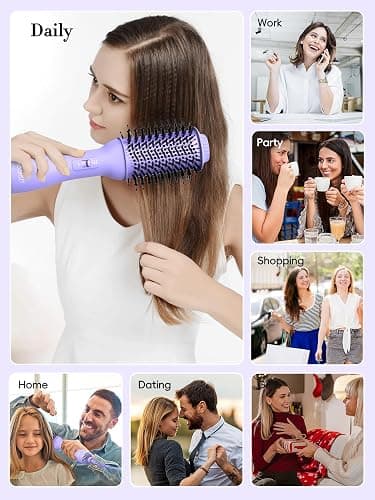 LANDOT 4-in-1 Blow Dryer Brush for Thick & Coarse Hair, Powerful Blowout Brush Styler with 60mm Oval Barrel,Fast Hair Drying & Frizz Control for Salon-Smooth and Manageable Hair at Home thumbnail 5