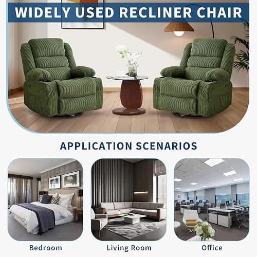 Garvee Rocking Recliner Chair for Adults Wide 360° Swivel Rocker Recliner | Recliner with Cup Holder Nursery Glider with Upholstered Deep Seat Lazy boy Chair for Living Room thumbnail 7