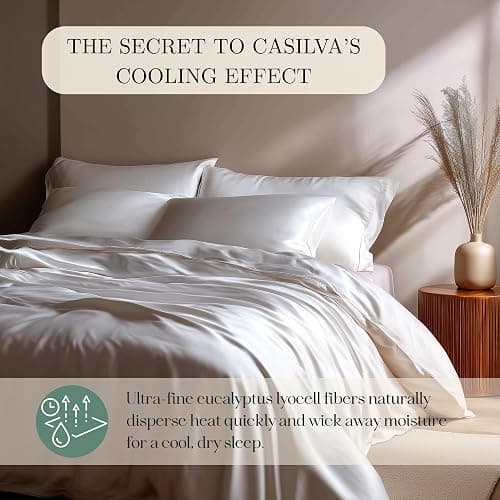 CASILVA Eucalyptus Sheets, Softer Than Silk Fibers, Full Sheet Set | Infused with Silver for Anti-Odor, More Cooling Than Cotton, Perfect for Hot Sleepers & Sensitive Skin thumbnail 7