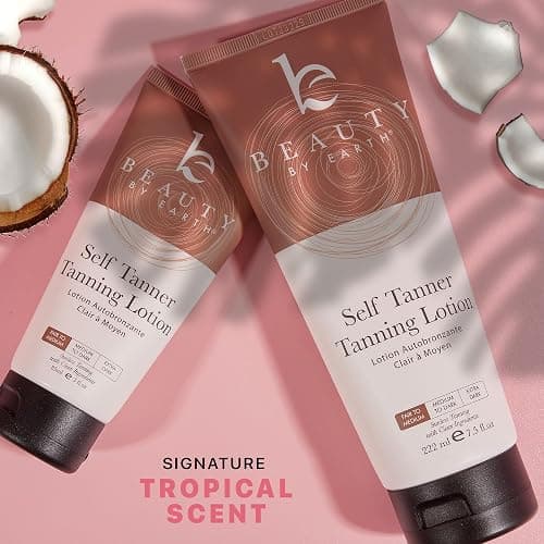Beauty by Earth Self Tanner - USA Made with Natural & Organic Ingredients, Moisturizing Self Tanning Lotion with Aloe Vera & Coconut for a Natural Glow, Streak-Free Fake Tan, Medium to Dark - 7.5 Fl Oz (Pack of 1) - Medium to Dark thumbnail 5