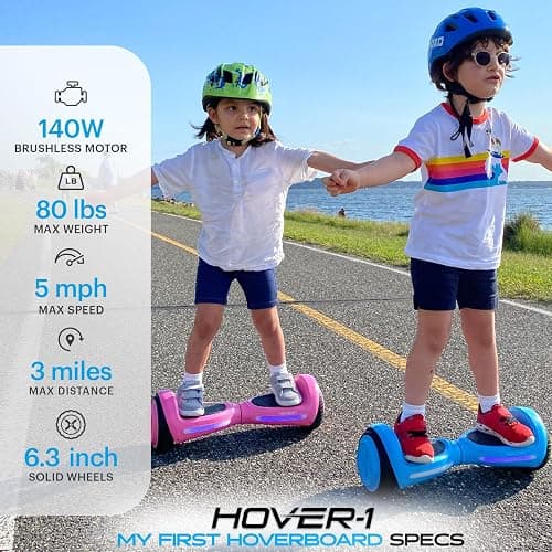 Hover-1 My First Self Balancing Scooter for Kids with 5 mph Max Speed, Dual 150W Motors, 6.3” Tires, 3 Miles Max Range, and LED Headlights thumbnail 2