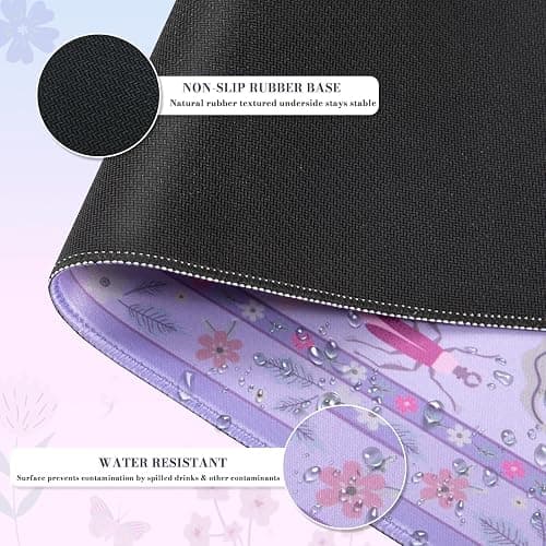 iCasso Purple Large Mouse Pad, Desk Matt for Desktop, XXL Desk Mat for Keyboard and Mouse, Anti-Slip Big Mousepad Computer Mat with Stitched Edges thumbnail 4