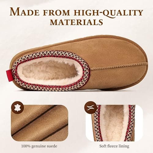 OOW Genuine Suede Platform Slippers for Women with Memory Foam Fuzzy House Shoes for Indoor Outdoor thumbnail 4