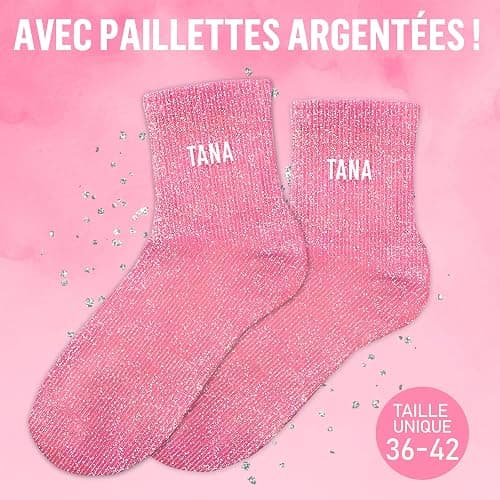 MASSA Chaussettes Paillettes - Taille Unique - Parfaite, Unique, Wesh, Tana, Princesse, Pipelette, Raleuse, Gourmande, Aigrie, Mamounette - Chaussettes à Paillettes thumbnail 2