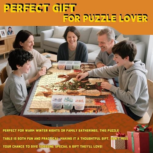 Doerpuz Puzzle Table with Folding Legs, 1500 Pieces Puzzle Table for Adults with Drawers, Cover, Wheels, 5 Adjustable Up Angles Wooden Jigsaw Puzzle Board for All Ages thumbnail 8