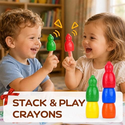 Stackable Snowman Toddler Crayons, 8 Colors Crayons for Kids, Easy Grip Jumbo Crayon Toy, No-Toxic Art Supplies for Kids age 1-6 thumbnail 4